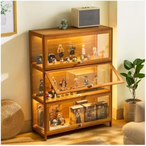 Small Curio Cabinets Curio Display Cabinet with Acrylic Doors, 3 Tier 4 Tier Showcase & Display Shelf for Figures, Toys, Books,